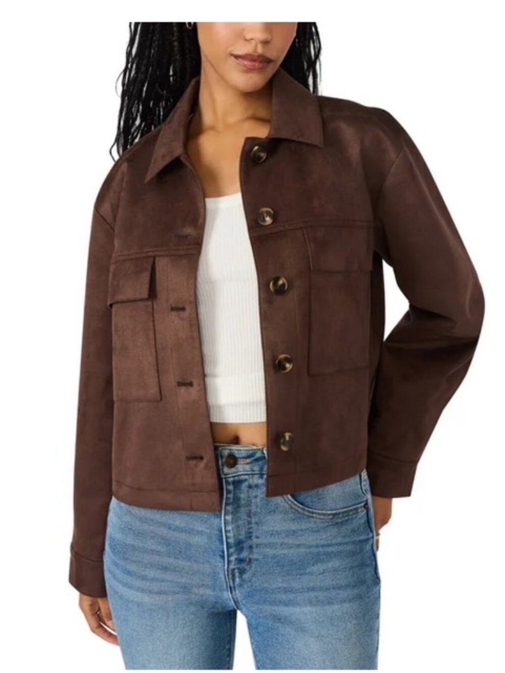Steve Madden Women's Faux Suede Crop Jacket NEW